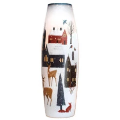 Large Winter Magic Lit Glass Vase