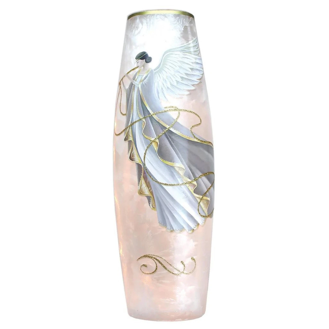 Large Angel Messenger Lit Glass Vase 3 Large Angel Messenger Lit Glass Vase