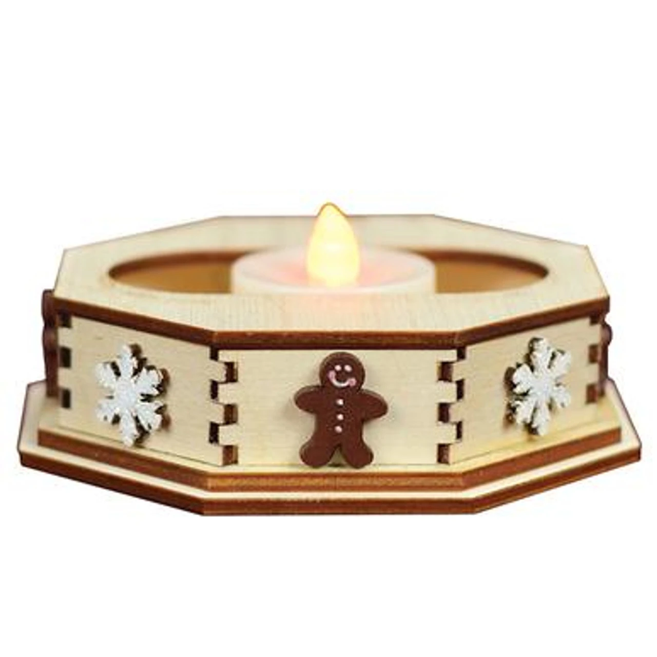 4.25" Ginger Cottages Snowflake Wooden Christmas Tealight Display For Christmas 3 4.25" Ginger Cottages Snowflake Wooden Christmas Tealight Display For Christmas