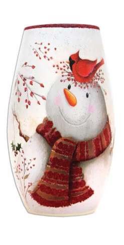 Snowman With Cardinal On Head Medium