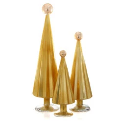 Cody Foster Yellow Peach Pleated Glass Trees Set