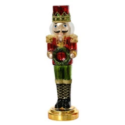 Glass Nutcracker With Red Hat Figurine