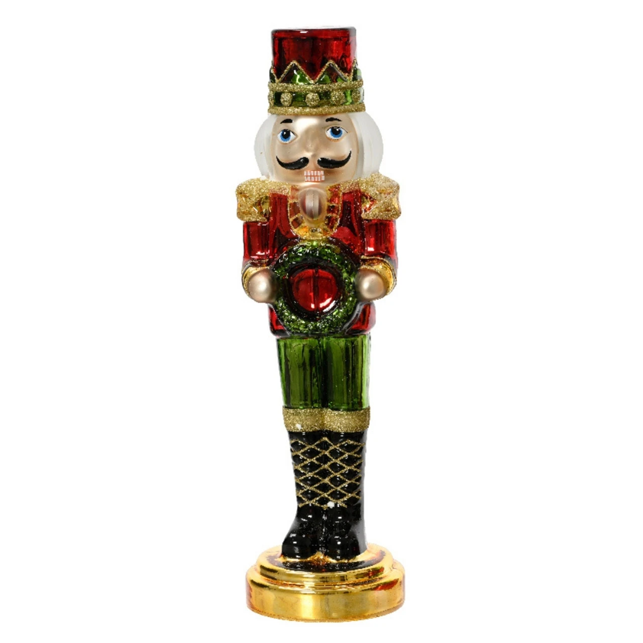 Glass Nutcracker With Red Hat Figurine 3 Glass Nutcracker With Red Hat Figurine