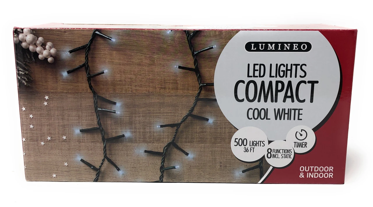 Lumineo 500 LED Cool White Compact Lights Green Wire 3 Lumineo 500 LED Cool White Compact Lights Green Wire