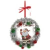 Vintage Santa In Silver Wreath "Merry Christmas" Ornament -Christmas Santa in silver wreath ornament 34874.1679516513