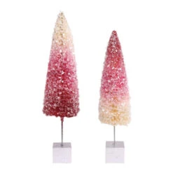 Snowbabies - Pink Ombre Trees Set Of 2