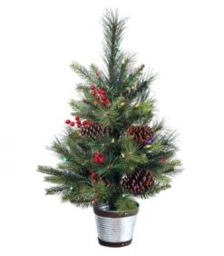26" LED Potted Forrest Berry Fir Tree