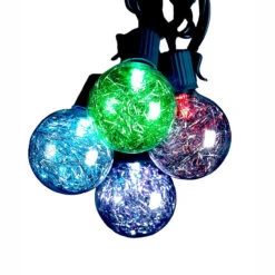 Kurt Adler Silver Tinsel Color-Changing LED Ball Light Set