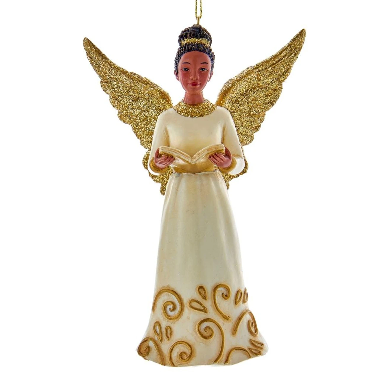 Kurt Adler African American Ivory And Gold Angel Ornament With A Book 3 Kurt Adler African American Ivory And Gold Angel Ornament With A Book