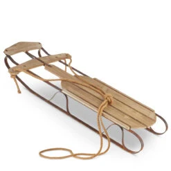 41 Inch Large Wooden Sleigh Christmas Display Decor