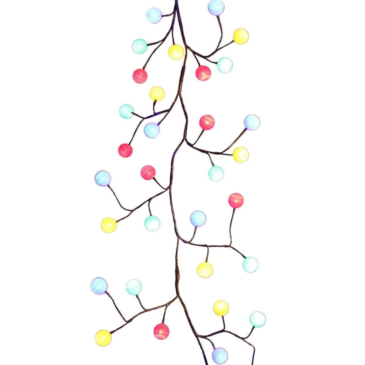 Kurt Adler 6 Foot Pre-Lit LED Garland With Multicolored Cotton Ball Lights 3 Kurt Adler 6 Foot Pre-Lit LED Garland With Multicolored Cotton Ball Lights