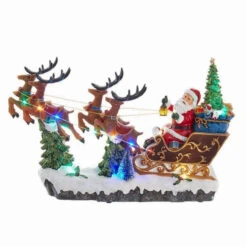 Kurt Adler LED Musical Santa And Sleigh Table Piece