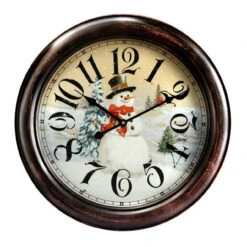Round Snowman Wall Clock