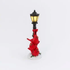 14.5"H Lighted Resin Street Lamp With Cardinals