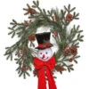 24" Frosted Spruce Snowman With Bow Wreath -Christmas jdRHatNw 81135.1616593028