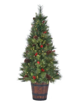 30" LED Potted Forrest Berry Fir Tree