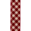 Kurt Adler Red And Tan Gingham Pattern Double Wire Ribbon -Christmas t3133 49727.1622297635