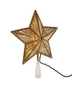 Kurt Adler Gold Glitter And Iridescent Lighted Star Treetop -Christmas ul4014 01 21606.1622464991