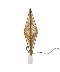 Kurt Adler Gold Glitter And Iridescent Lighted Star Treetop -Christmas ul4014 02 58291.1622464993