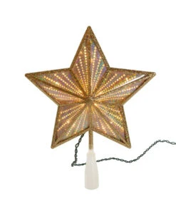 Kurt Adler Gold Glitter And Iridescent Lighted Star Treetop -Christmas ul4014 04 68726.1622464998