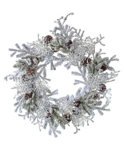 24" Snowy Pinecone Wreath